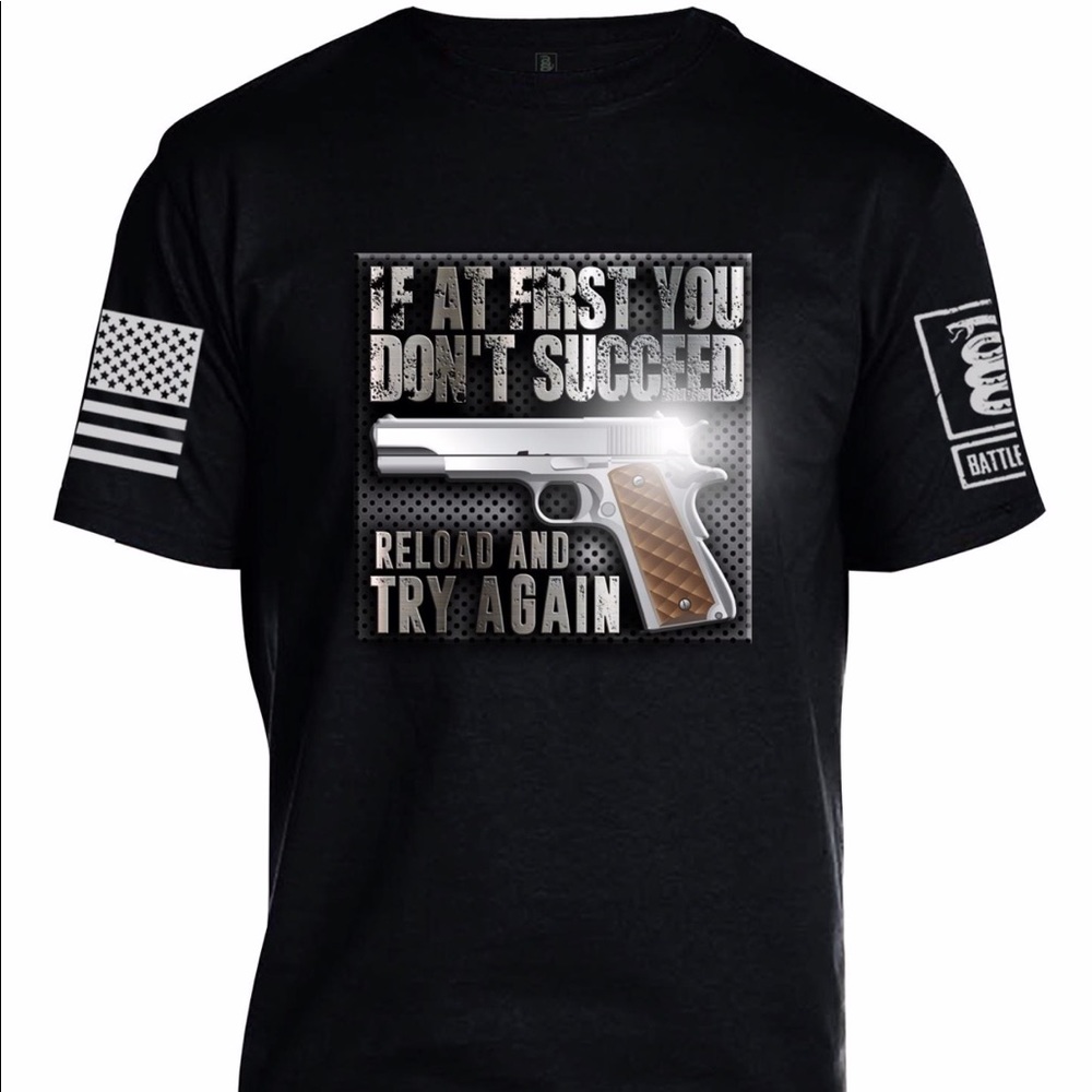Reload Again Men's Black Cotton T-Shirt